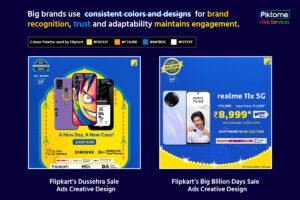 Flipkart use same colour palette and post design